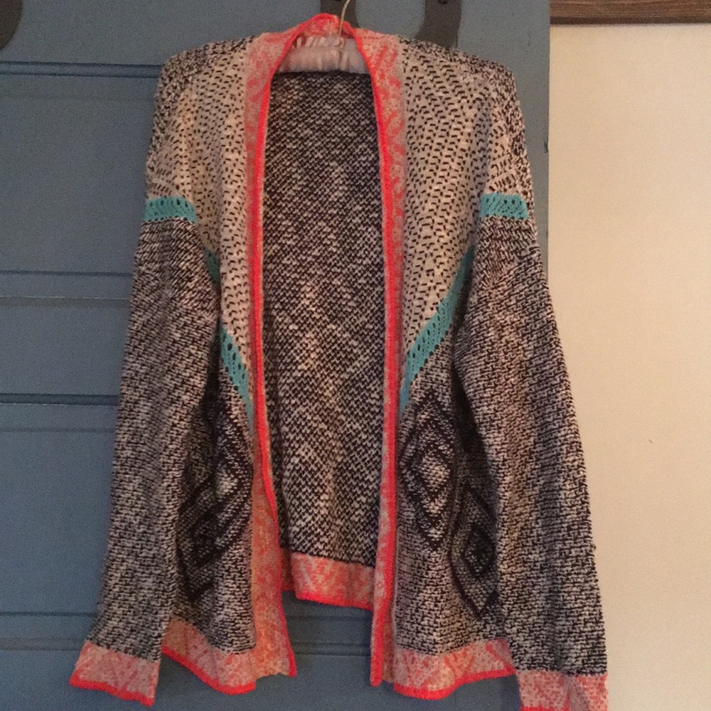 Black and Orange Printed Cardigan
